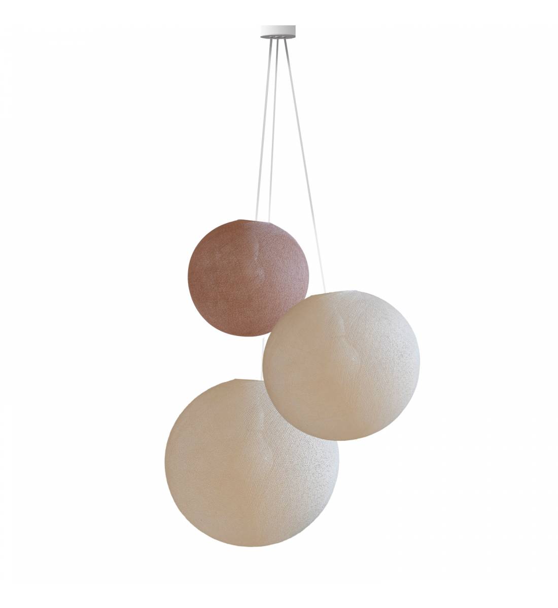 Triple lighting nude - linen - ecru - - Pendant lamp 3 - La Case de Cousin Paul