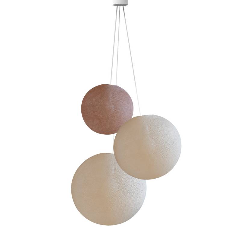 Triple lighting nude - linen - ecru - - Pendant lamp 3 - La Case de Cousin Paul