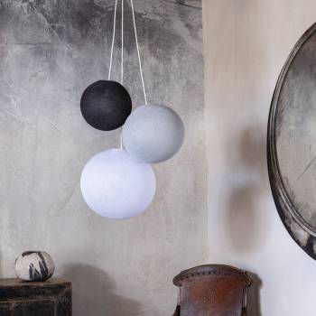 Triple lighting anthracite - pearl grey - white globes - Pendant lamp 3 - La Case de Cousin Paul