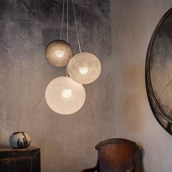 Triple lighting anthracite - pearl grey - white globes - Pendant lamp 3 - La Case de Cousin Paul