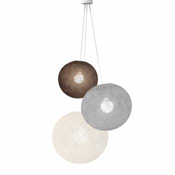 Triple lighting anthracite - pearl grey - white globes - Pendant lamp 3 - La Case de Cousin Paul