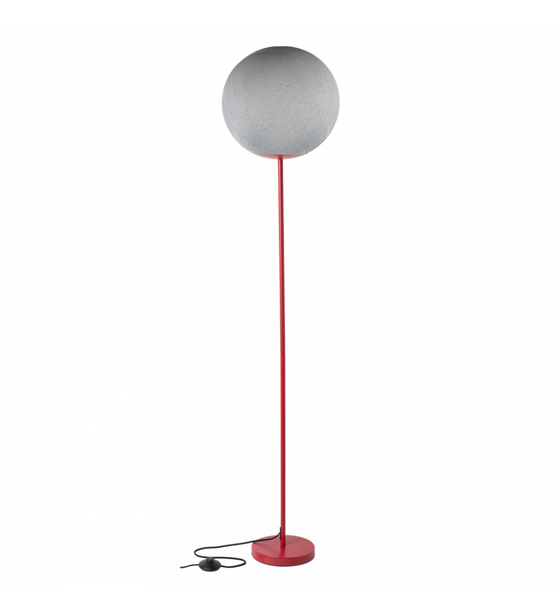 Lampadaire Rouge - Globe aimanté Gris perle - Lampadaire - La Case de Cousin Paul