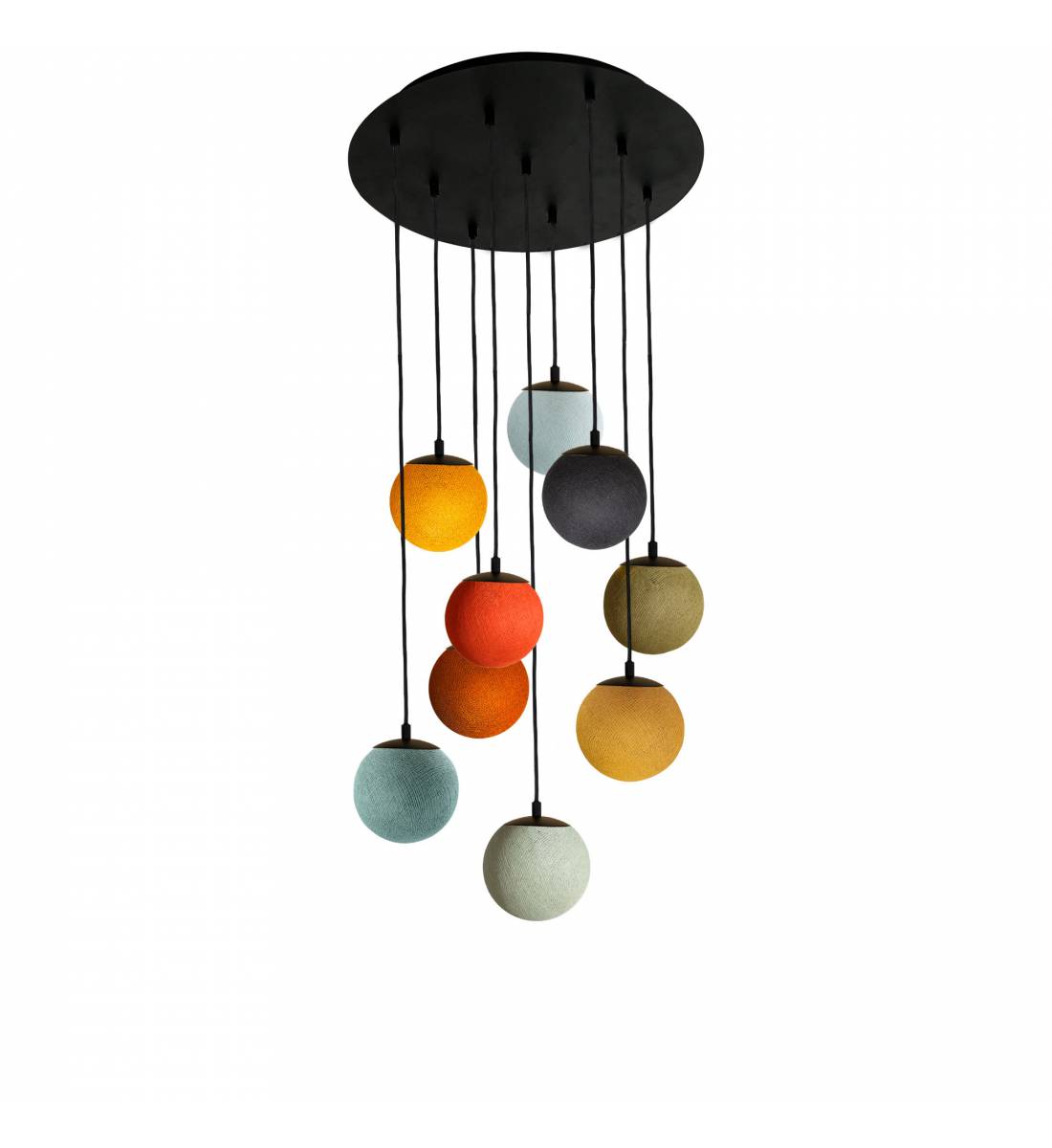 Apapa black ceiling fixture, 9 globes - multicolor - Plafonniers - La Case de Cousin Paul