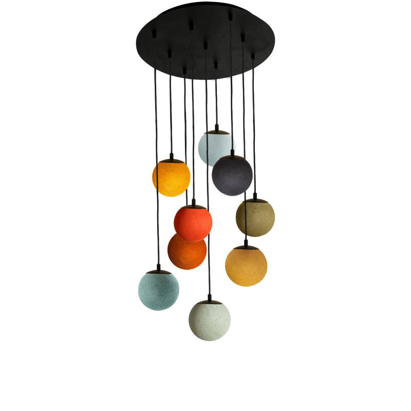 Apapa black ceiling fixture, 9 globes - multicolor - Plafonniers - La Case de Cousin Paul