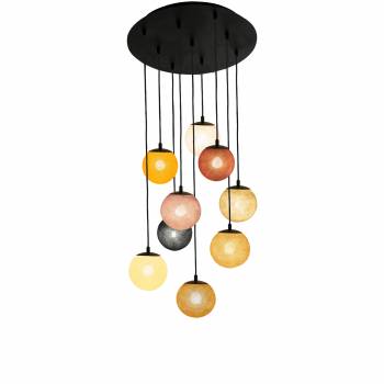 Apapa black ceiling fixture, 9 globes - natural colours - Plafonniers - La Case de Cousin Paul