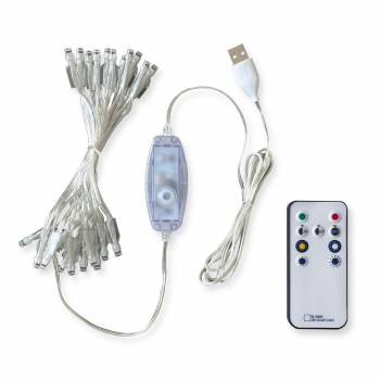 Guirlande LED - 24 ampoules câble transparent CE - Accessoires guirlandes LED avec télécommande - La Case de Cousin Paul