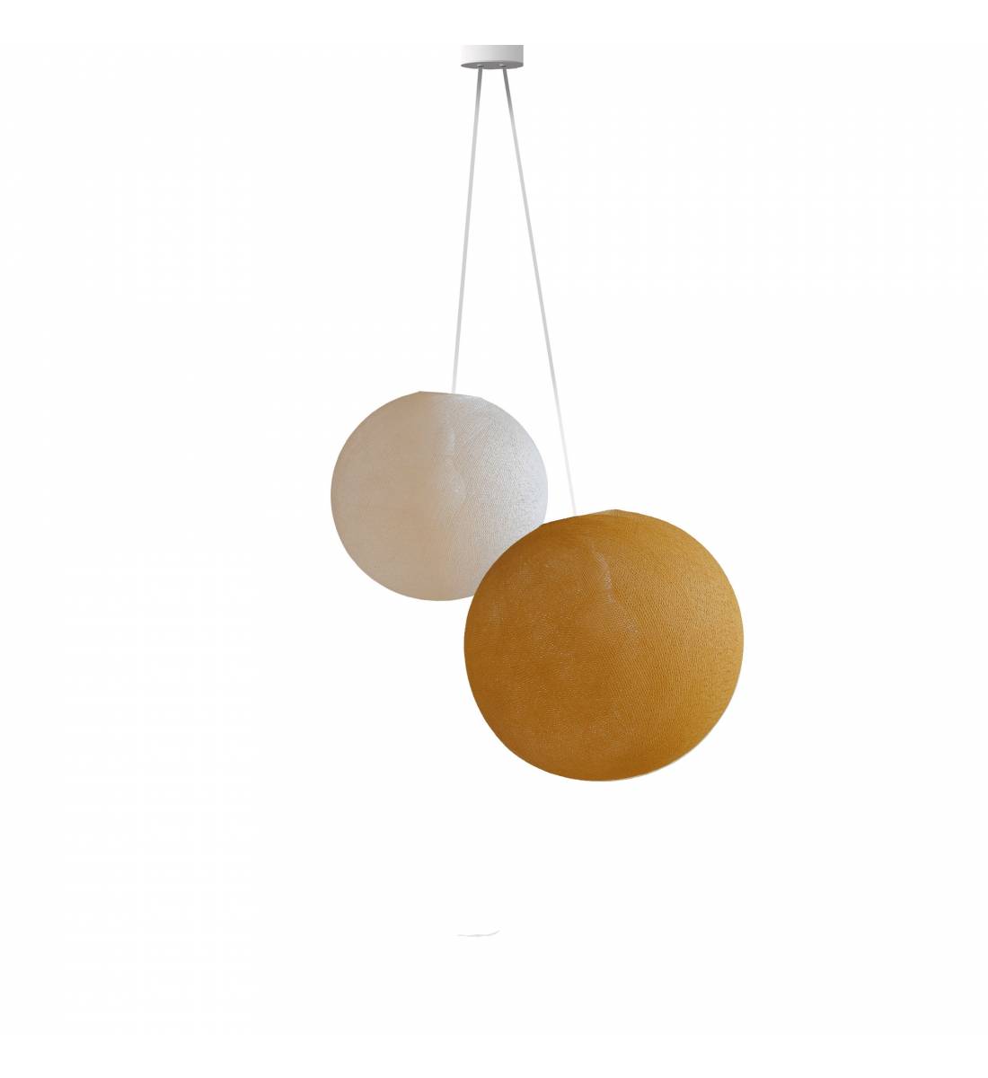 Suspension double globes Ecru - Camel - Suspension double - La Case de Cousin Paul