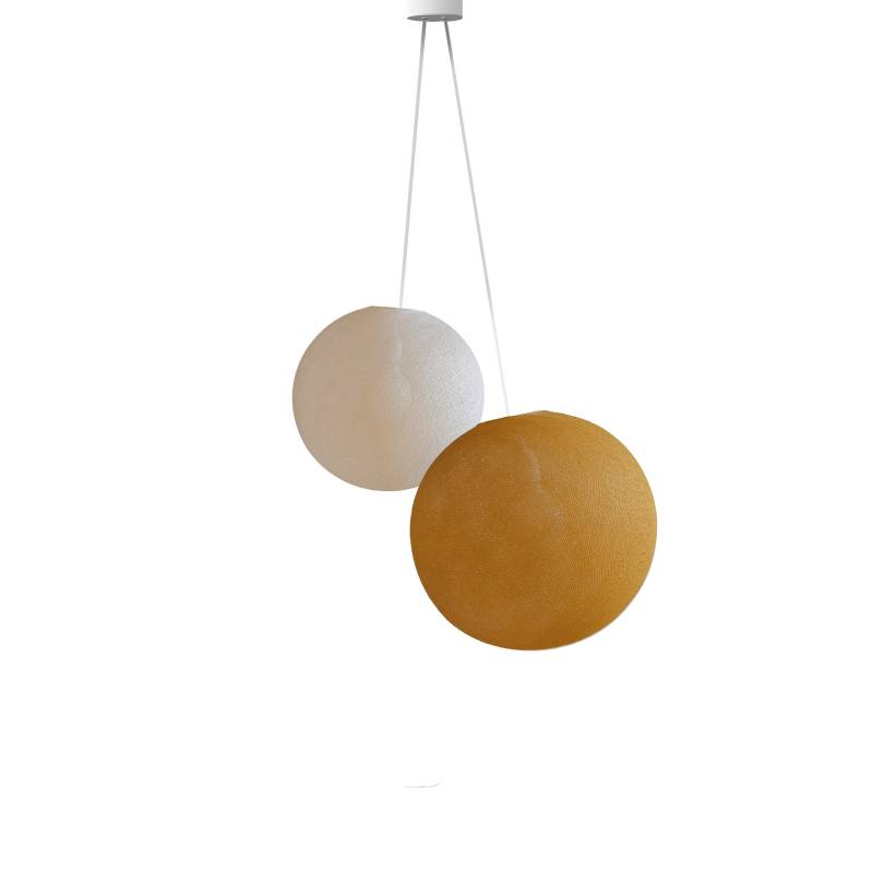 Double lighting Ecru - Camel globes - Pendant lamp 2 - La Case de Cousin Paul