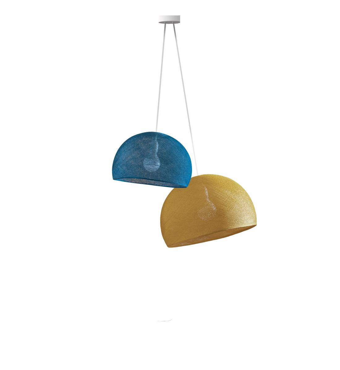 Double lighting peacock blue - camel domes - Pendant lamp 2 - La Case de Cousin Paul