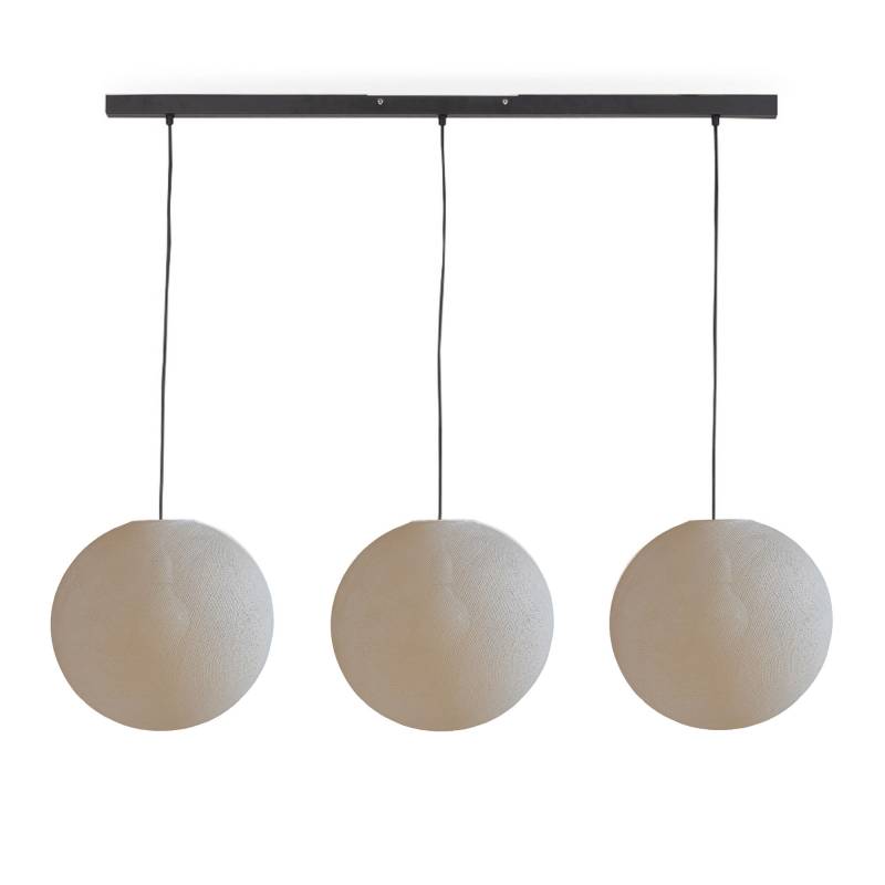 Zwarte eilandhanglamp met 3 ecru-kleurige bollen - ø31cm - Rails - La Case de Cousin Paul