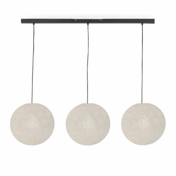 Zwarte eilandhanglamp met 3 ecru-kleurige bollen - ø31cm - Rails - La Case de Cousin Paul