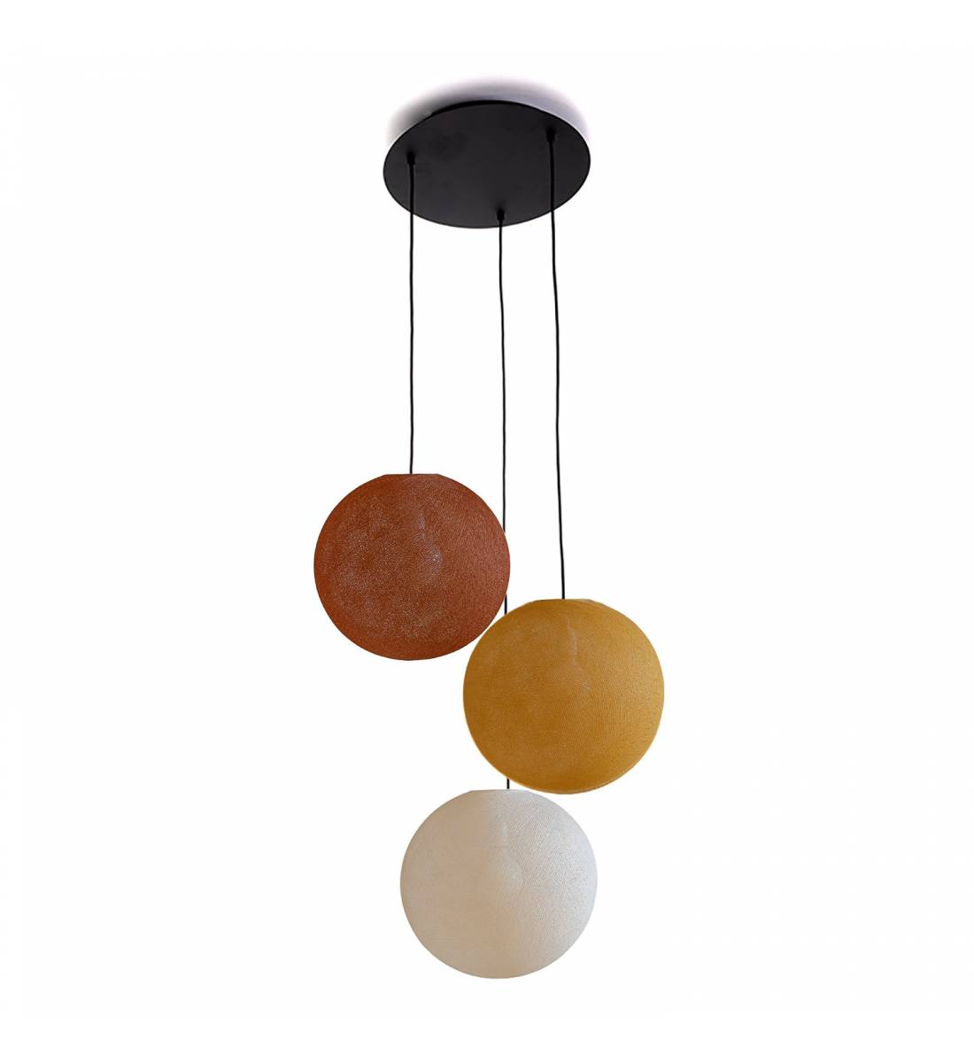 Ceiling fixture 3 globes 31 havana - camel - linen - Ceiling light 3 - La Case de Cousin Paul