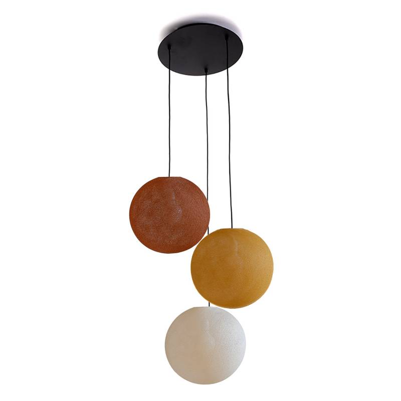 Ceiling fixture 3 globes 31 havana - camel - linen - Ceiling light 3 - La Case de Cousin Paul