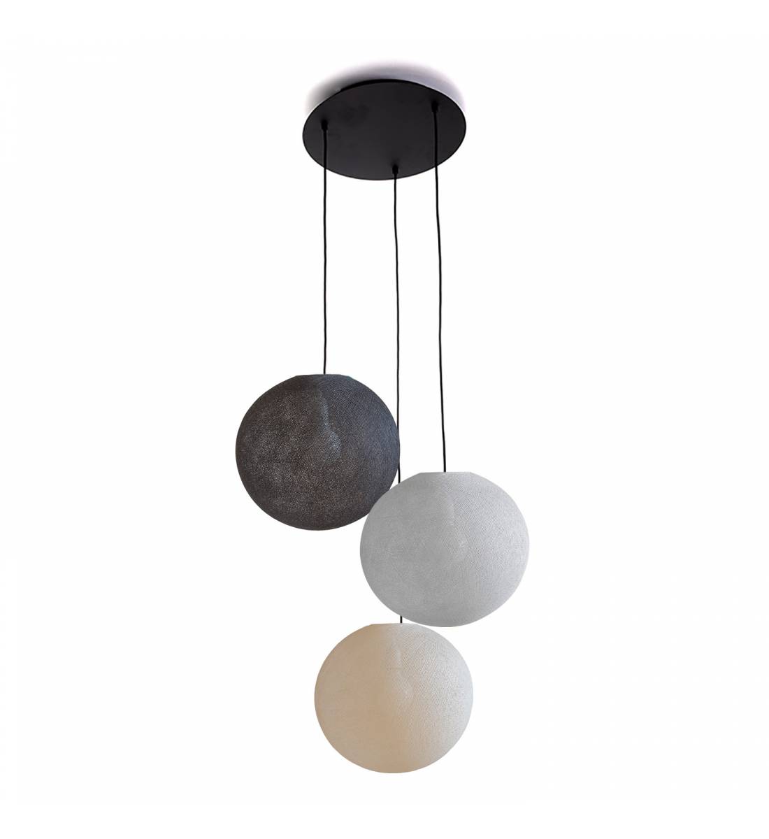 Ceiling fixture 3 globes 31 anthracite - pearl grey - ecru - Ceiling light 3 - La Case de Cousin Paul