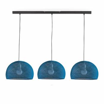 Lámpara colgante de isla negra con 3 cupúlas en color azul electricó - ø31cm - Rieles - La Case de Cousin Paul