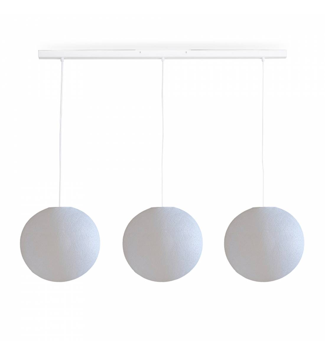 Rail blanc 3 globes blanc - ø31cm - Luminaire sur rail - La Case de Cousin Paul