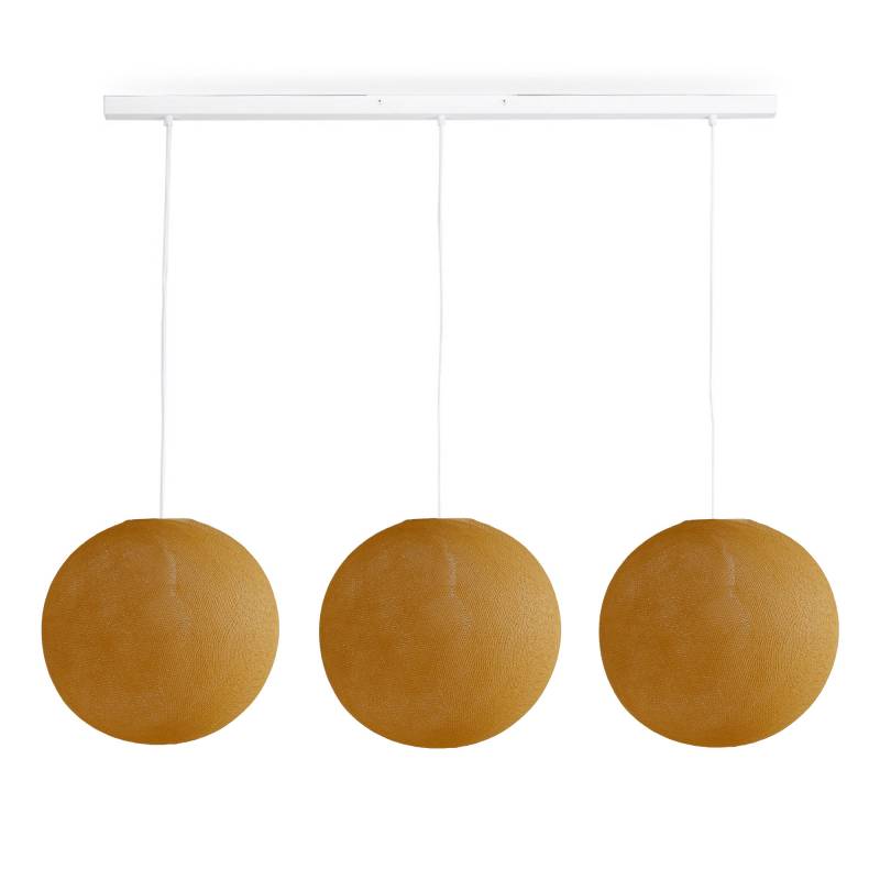 Rail blanc 3 globes camel - ø31cm - Luminaire sur rail - La Case de Cousin Paul