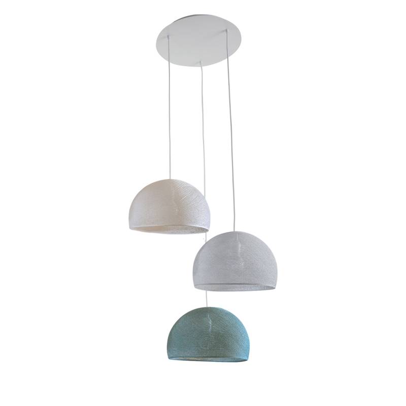 Ceiling fixture 3 cupolas 31 - green grey - ecru - pearl grey - Ceiling light 3 - La Case de Cousin Paul