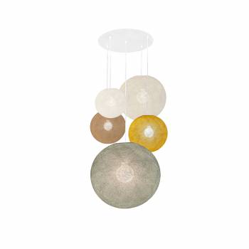 Big white ceiling fixture 5 globes - Spring - Ceiling light 5 - La Case de Cousin Paul