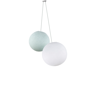 Doppio lampadario sfere azzurro - bianco - Doppia sospensione - La Case de Cousin Paul