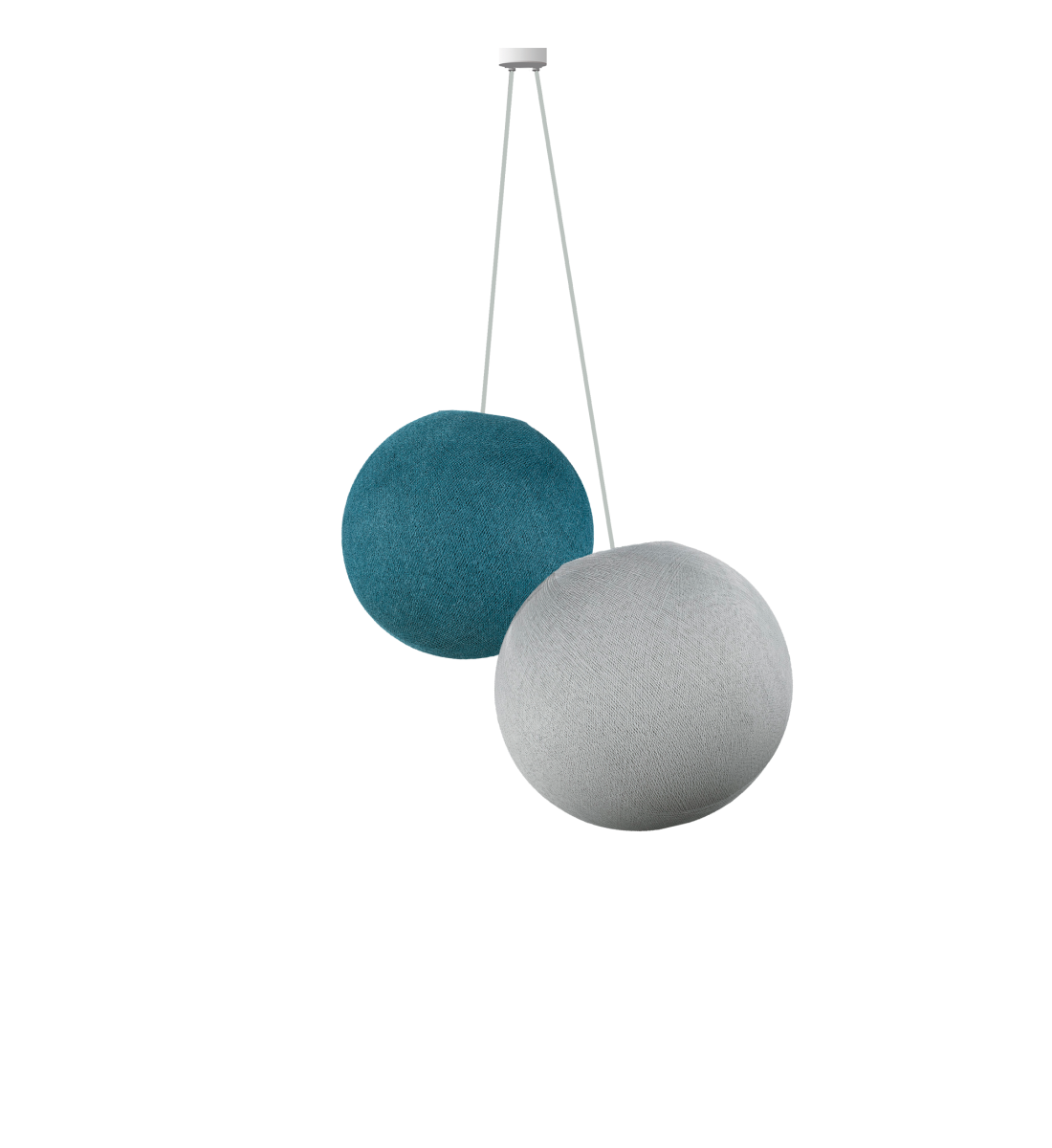 Double lighting peacock blue - pearl grey - Pendant lamp 2 - La Case de Cousin Paul