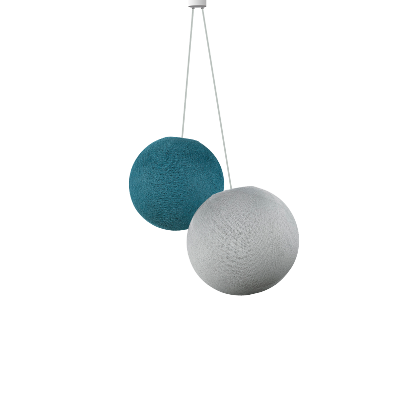 Double lighting peacock blue - pearl grey - Pendant lamp 2 - La Case de Cousin Paul