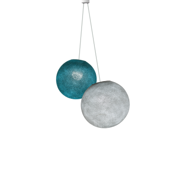 Double lighting peacock blue - pearl grey - Pendant lamp 2 - La Case de Cousin Paul