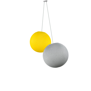 Doppio lampadario sfere giallo - grigio perla - Doppia sospensione - La Case de Cousin Paul