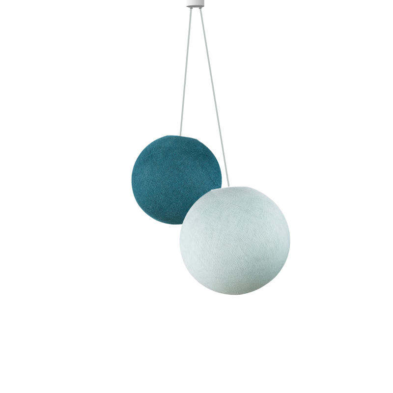 Double lighting peacock blue- azure - Pendant lamp 2 - La Case de Cousin Paul