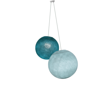 Double lighting peacock blue- azure - Pendant lamp 2 - La Case de Cousin Paul