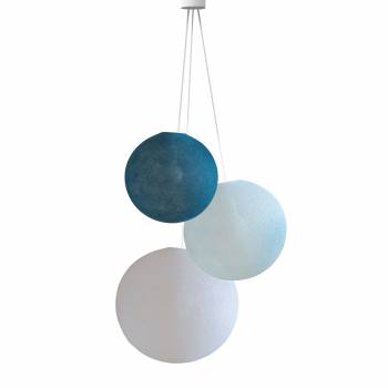 Triple lighting globes -XS-S-M-Peacock Blue-Azure-White - Pendant lamp 3 - La Case de Cousin Paul