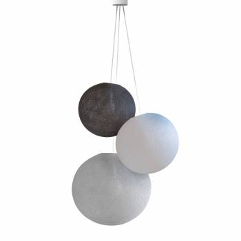 Suspension 3 globes XS-S-M-Anthracite-Blanc-Perle - Suspension triple - La Case de Cousin Paul