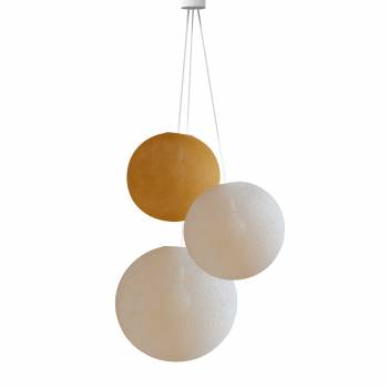 Triple lighting globes -XS-S-M-Camel-Linen-Ecru - Pendant lamp 3 - La Case de Cousin Paul