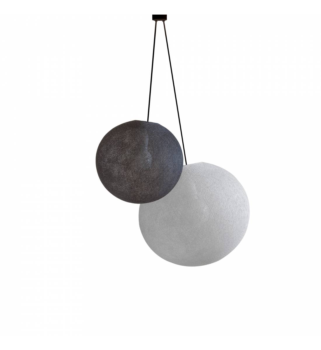 Hanglamp 2 bollen-S-M-Antrazit-Parel grijs - Dubbel lamp ballampen - La Case de Cousin Paul