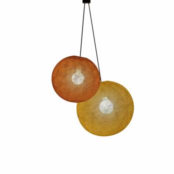 Suspension 2 globes S-M-Havane-Camel - Suspension double - La Case de Cousin Paul