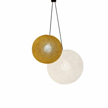 Hanglamp 2 bollen -S-M-Camel-Ecru - Dubbel lamp ballampen - La Case de Cousin Paul