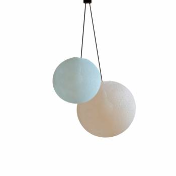 Double lighting globes -S-M-Azure-Ecru - Pendant lamp 2 - La Case de Cousin Paul