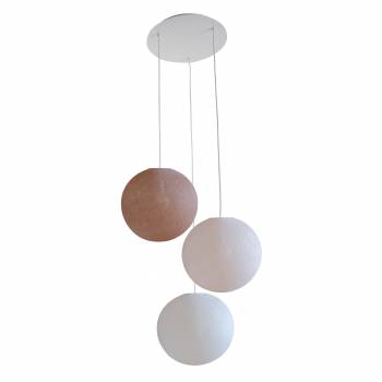 Refurbished - Ceiling fixture 3 globes 31 nude - sugared almond - white - Refurbished - La Case de Cousin Paul