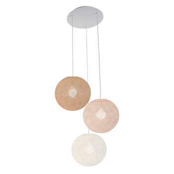 Refurbished - Ceiling fixture 3 globes 31 nude - sugared almond - white - Refurbished - La Case de Cousin Paul