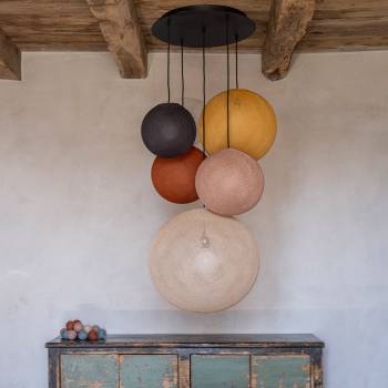 Refurbished - Big ceiling fixture 5 globes - Winter - Refurbished - La Case de Cousin Paul