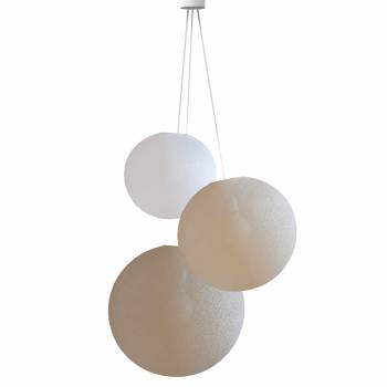 Suspension 3 globes S-M-L-Blanc-Ecru-Lin - Suspension triple - La Case de Cousin Paul