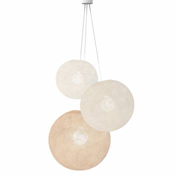 Suspension 3 globes S-M-L-Blanc-Ecru-Lin - Suspension triple - La Case de Cousin Paul