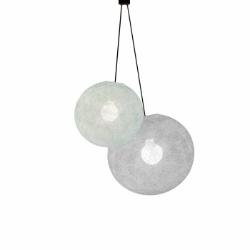 Hanglamp 2 bollen -S-M-Azuurblau-Parelgrijs - Dubbel lamp ballampen - La Case de Cousin Paul