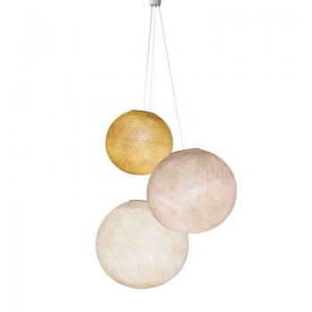 Triple lighting mustard-linen-ecru globes - Refurbished - Refurbished - La Case de Cousin Paul