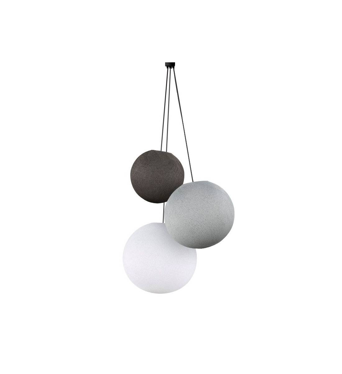 Suspension 3 globes graphite - perle - blanc COLLECTION 2023 - Reconditionné - Les reconditionnés - La Case de Cousin Paul