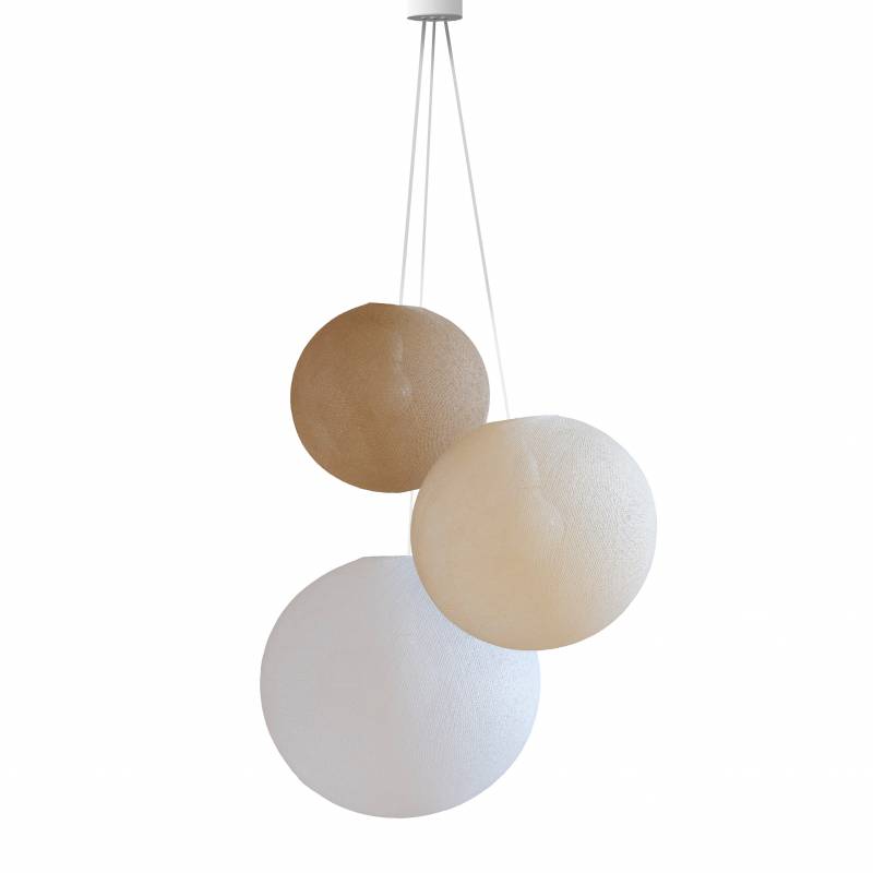 Triple lighting sand - ecru - white globes - Refurbished - Refurbished - La Case de Cousin Paul