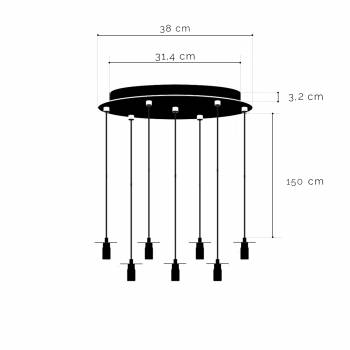 Zwarte plafondlamp met 7 Swing-lampenkappen - Natuurlijke Kleuren - Plafonniers - La Case de Cousin Paul