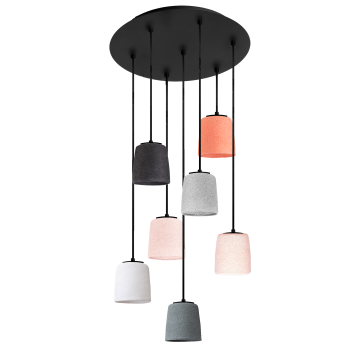 Black Pendant Light with 7 Swing Lampshades - Pink and Grey - Plafonniers - La Case de Cousin Paul