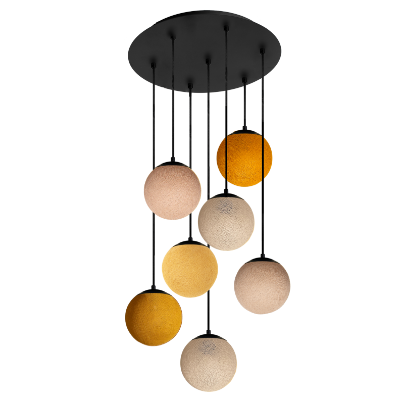 Apapa anthracite ceiling fixture, 7 globes - Warm Colors - Plafonniers - La Case de Cousin Paul