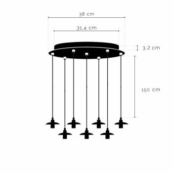 Anthracite Apapa plafondbevestiging 7 ballampen - Warme Kleuren - Plafonniers - La Case de Cousin Paul